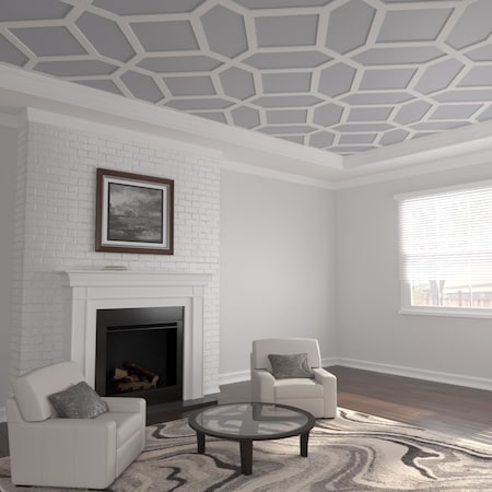Ekena Millwork 66 56W x 66 56H x 58T Large Cameron Decorative Fretwork Ceiling Panels, PVC CELP67X6702CAM